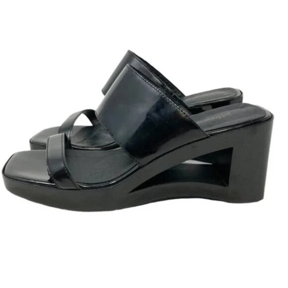 Jeffrey Campbell Black Slide Wedge Sandals - Size 7 - Picture 2 of 7
